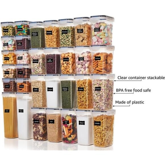 32pcs Airtight Food Storage Containers Set, BPA Free Plastic Kitchen and Pantry - Picture 4 of 7